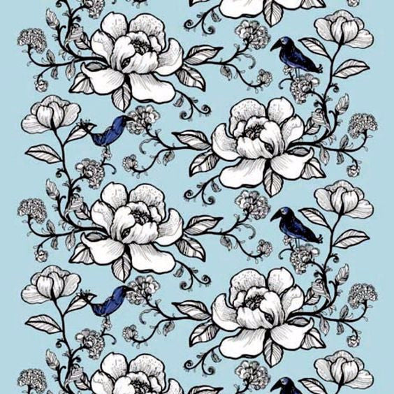 Lovebirds Blue Remnant width 148cm x length 150cm