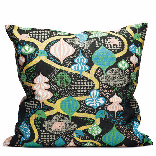 Saga Forest Black/Multi 50x50cm Cotton Cushion Cover