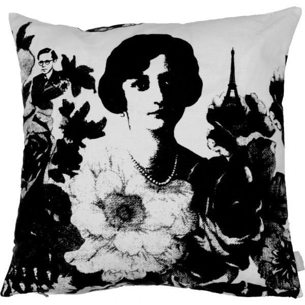 Mademoiselle Black 48x48cm Linen/Cotton Cushion Cover