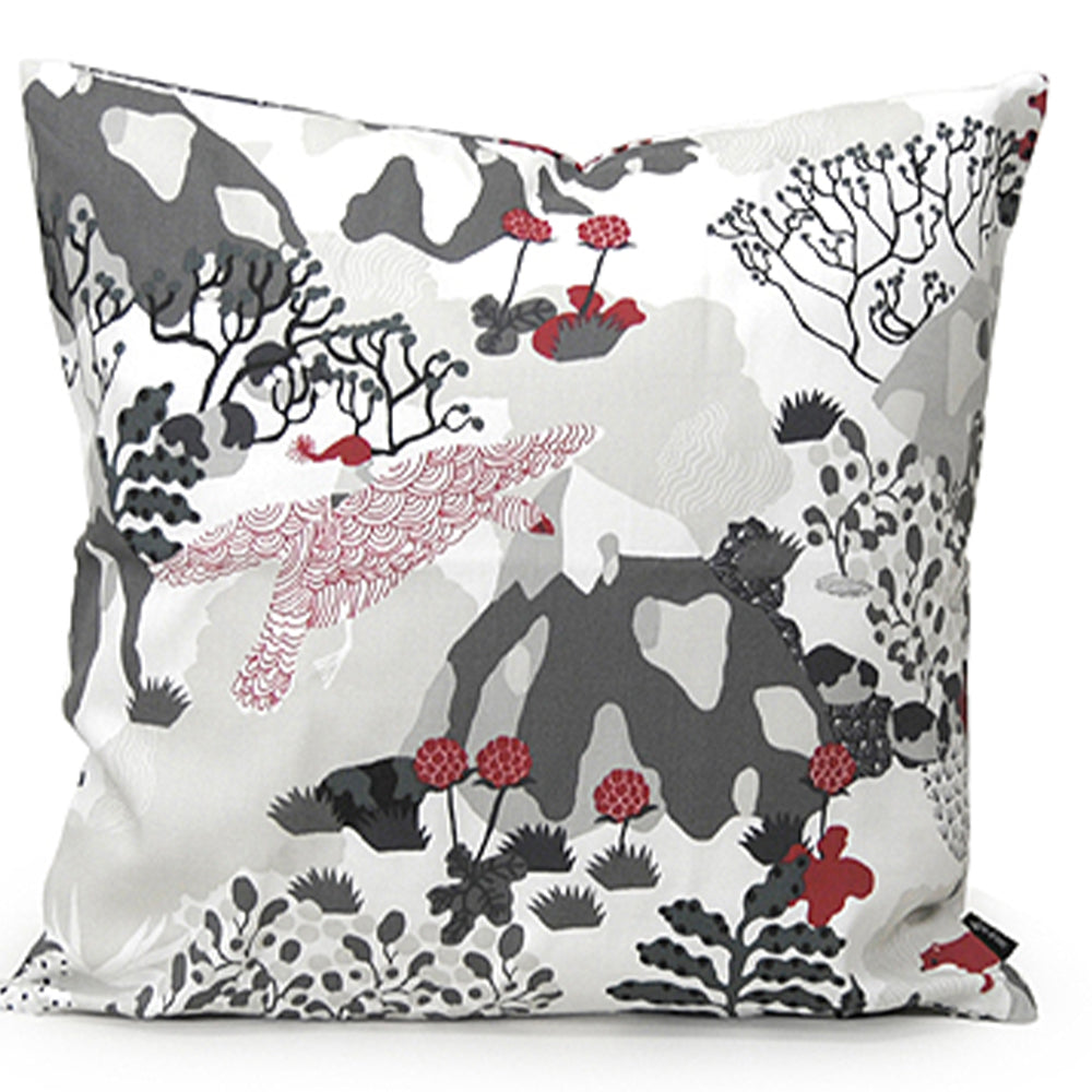 Nils Grey/Red 50x50cm Cotton Cushion Cover